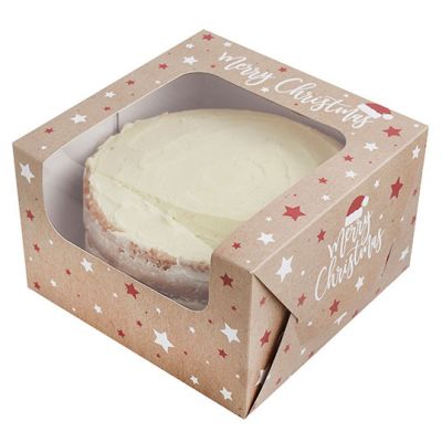 Cake box with window ( 7 x 7 x 3 inch ) White; pack of 5 pcs, Food &  Drinks, Gift Baskets & Hampers on Carousell