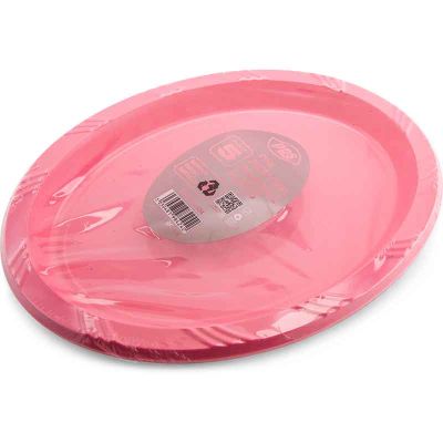 26cm Pink Plastic Oval Plates pack quantity 5