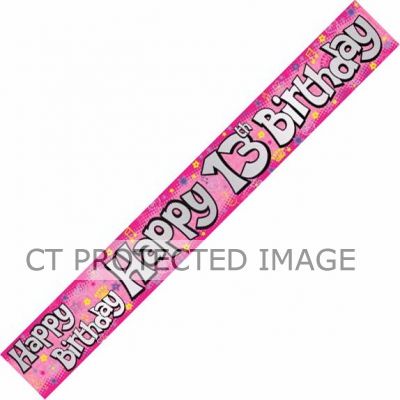 13th Birthday Girl Holographic 9ft Banner | Party Banners | Party ...